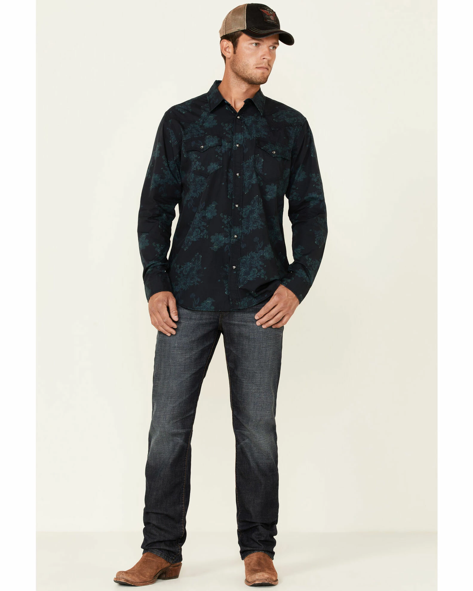 Moonshine Spirit Men's Prism Paisley Print Long Sleeve Snap Western Shirt Navy 2 Moonshine Spirit Men's Prism Paisley Print Long Sleeve Snap Western Shirt Navy - Image 2