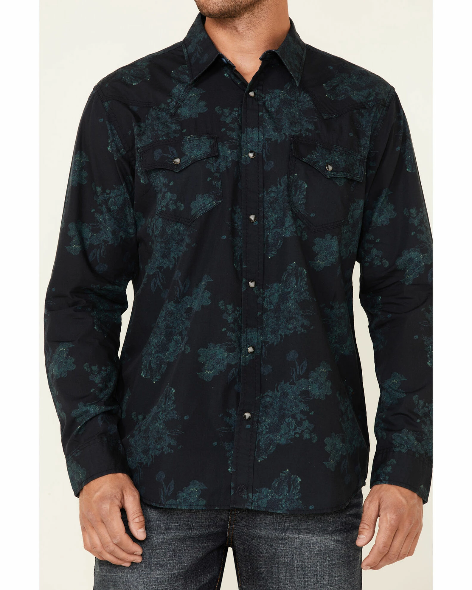 Moonshine Spirit Men's Prism Paisley Print Long Sleeve Snap Western Shirt Navy 3 Moonshine Spirit Men's Prism Paisley Print Long Sleeve Snap Western Shirt Navy - Image 3