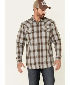 Moonshine Spirit Men's Chainlink Fence Large Plaid Long Sleeve Snap Western Shirt Medium Grey