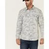 Moonshine Spirit Men's Dispatch Camo Print Long Sleeve Snap Western Shirt  Light Blue
