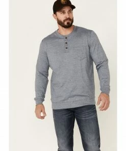 Moonshine Spirit Men's Upper Lodge Henley Pocket Long Sleeve Light Blue