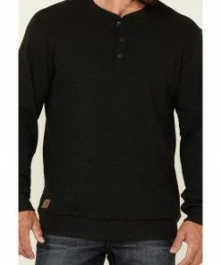 Moonshine Spirit Men's Solid Black Snow Creek Long Sleeve Henley T-Shirt  -Moonshine Spirit Shop 2000342842 001 P3