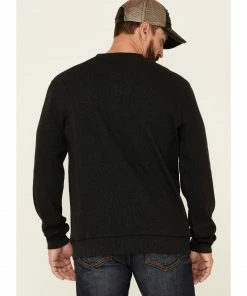 Moonshine Spirit Men's Solid Black Snow Creek Long Sleeve Henley T-Shirt  -Moonshine Spirit Shop 2000342842 001 P4