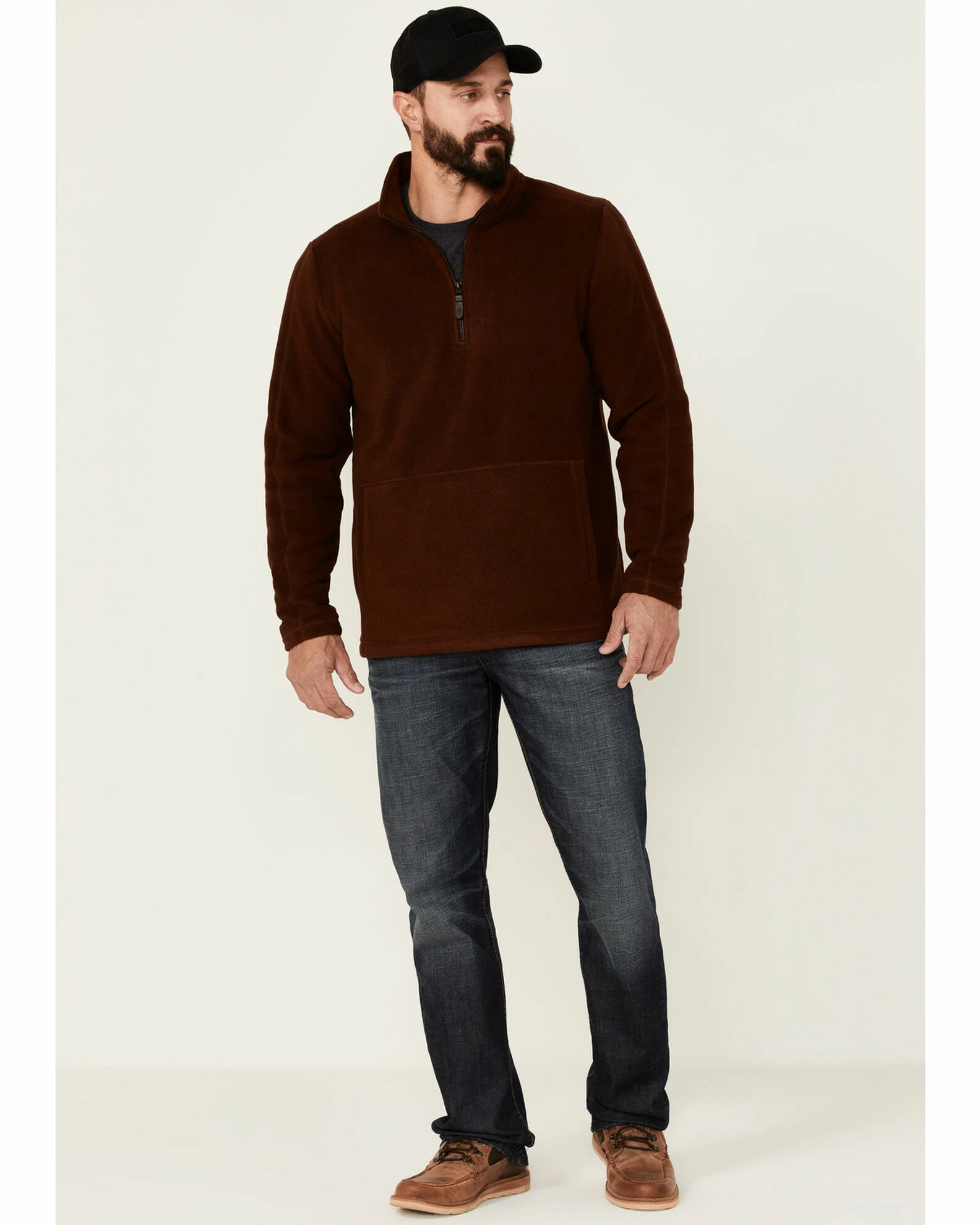 Moonshine Spirit Men's Rust Lake View 1/2 Zip Front Fleece Sweatshirt Rust Copper 2 Moonshine Spirit Men's Rust Lake View 1/2 Zip Front Fleece Sweatshirt Rust Copper - Image 2