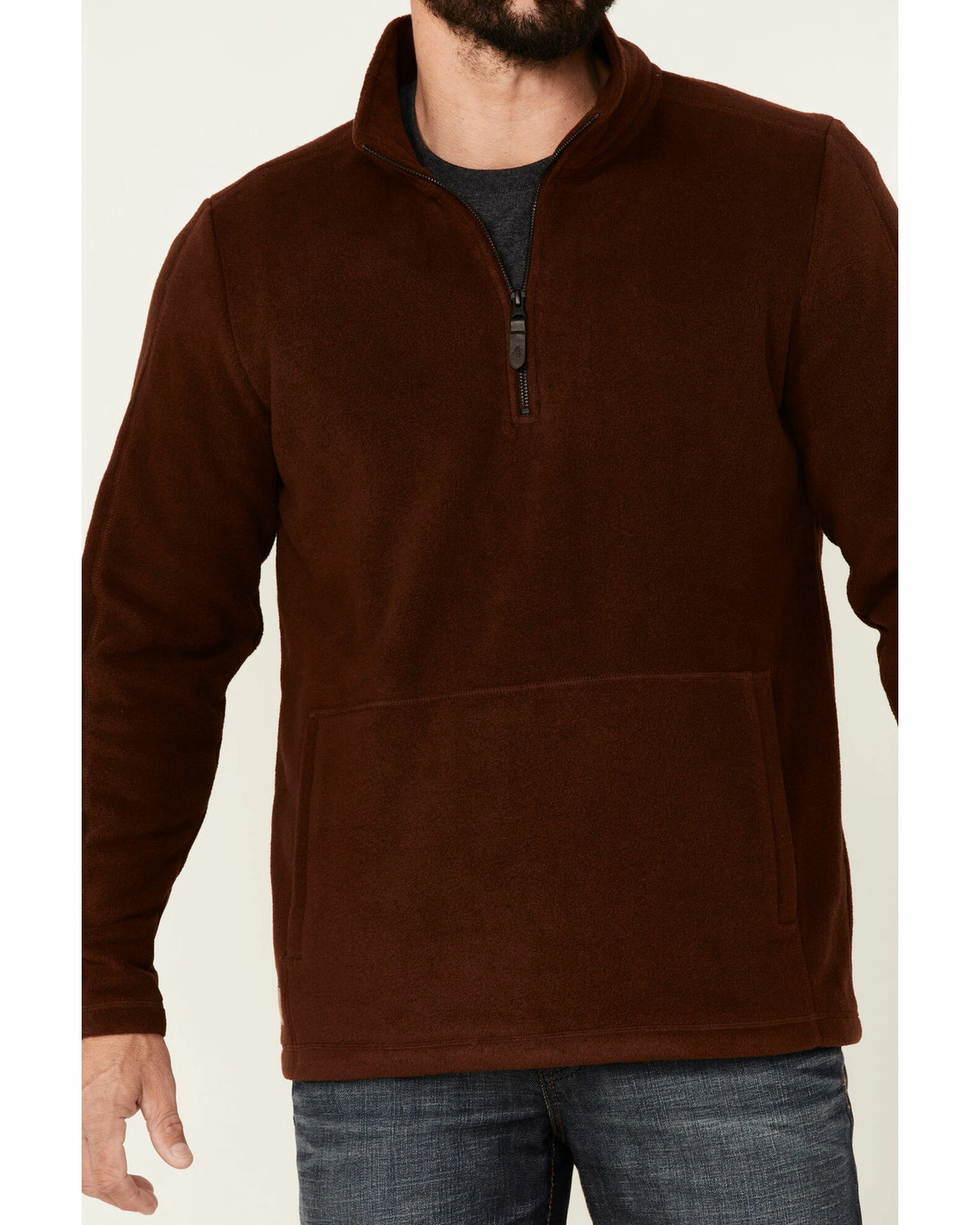Moonshine Spirit Men's Rust Lake View 1/2 Zip Front Fleece Sweatshirt Rust Copper 3 Moonshine Spirit Men's Rust Lake View 1/2 Zip Front Fleece Sweatshirt Rust Copper - Image 3