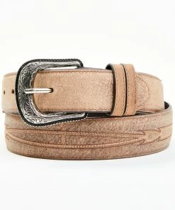 Moonshine Spirit Men's Brown Southwestern Stitched Leather Belt