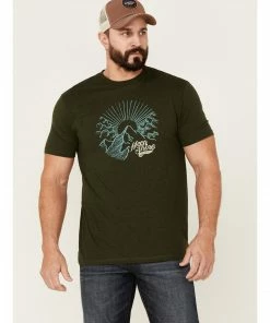Moonshine Spirit Men's Sun Mountain Graphic Short Sleeve Mountain Moss Green T-Shirt 