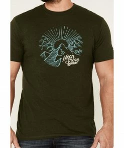Moonshine Spirit Men's Sun Mountain Graphic Short Sleeve Mountain Moss Green T-Shirt  -Moonshine Spirit Shop 2000343363 370 P3