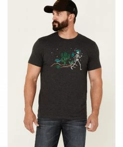 Moonshine Spirit Men's Heather Black Night Walk Graphic Short Sleeve T-ShirtÂ