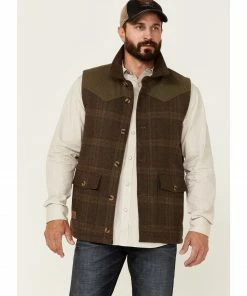 Moonshine Spirit Men's Brown Alpaca Plaid Button-Front Wool Vest