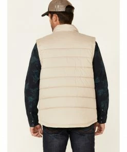 Moonshine Spirit Solid Taupe Pine Straw Quilt Zip-Front Nylon Vest  For Men's -Moonshine Spirit Shop 2000343392 251 P4