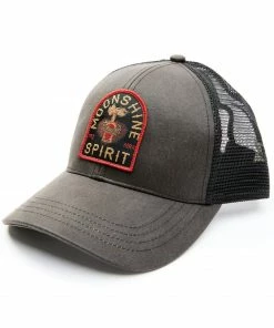 Moonshine Spirit Men's Whiskey Bottle Patch Mesh-Back Ball Cap 
