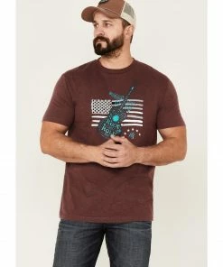 Moonshine Spirit Men's 1969 Guitar Graphic Short Sleeve Burgundy T-Shirt 