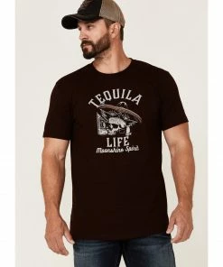 Moonshine Spirit Men's Burgundy Tequila Life Graphic Short Sleeve T-Shirt 