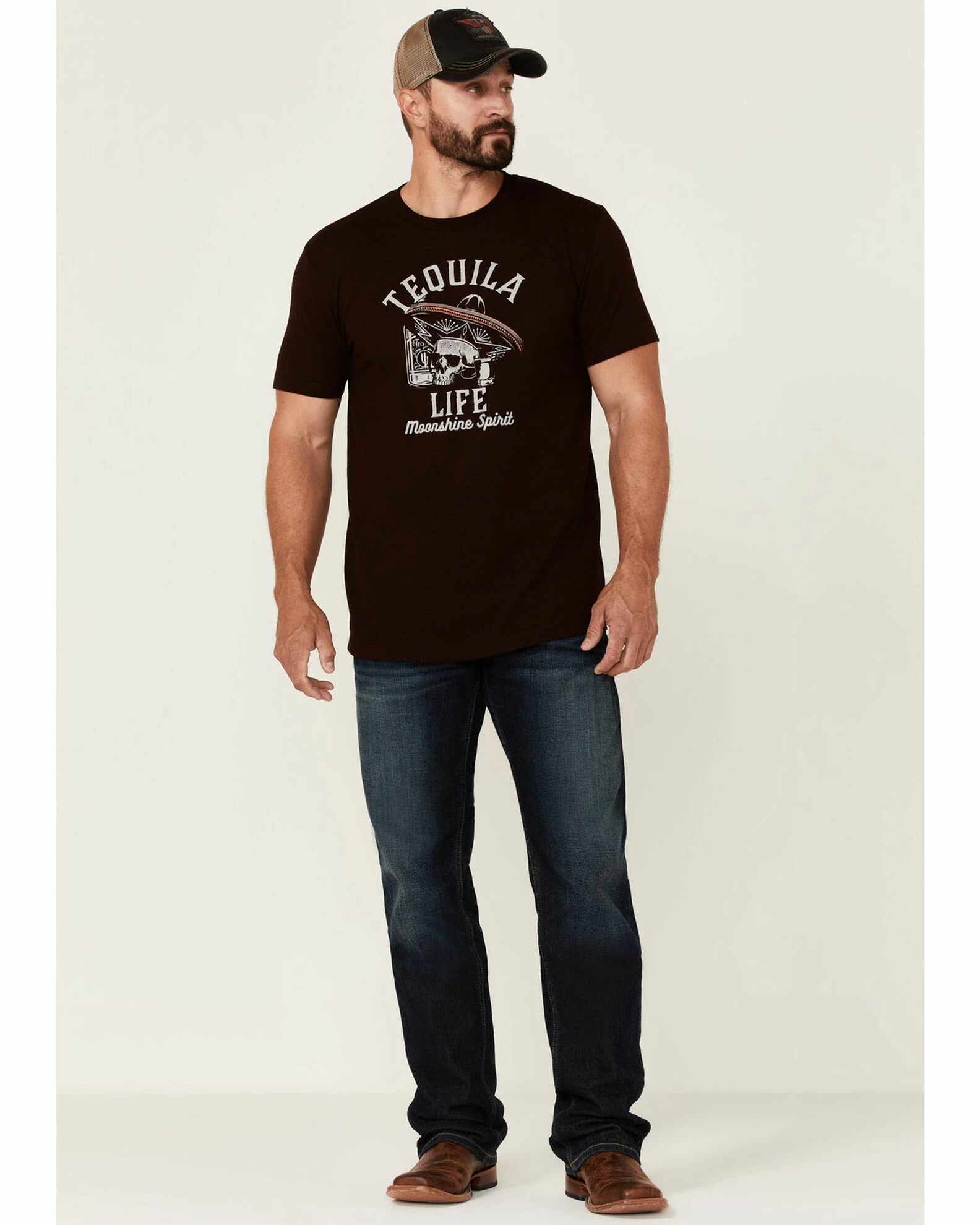 Moonshine Spirit Men's Burgundy Tequila Life Graphic Short Sleeve T-Shirt 2 Moonshine Spirit Men's Burgundy Tequila Life Graphic Short Sleeve T-Shirt - Image 2