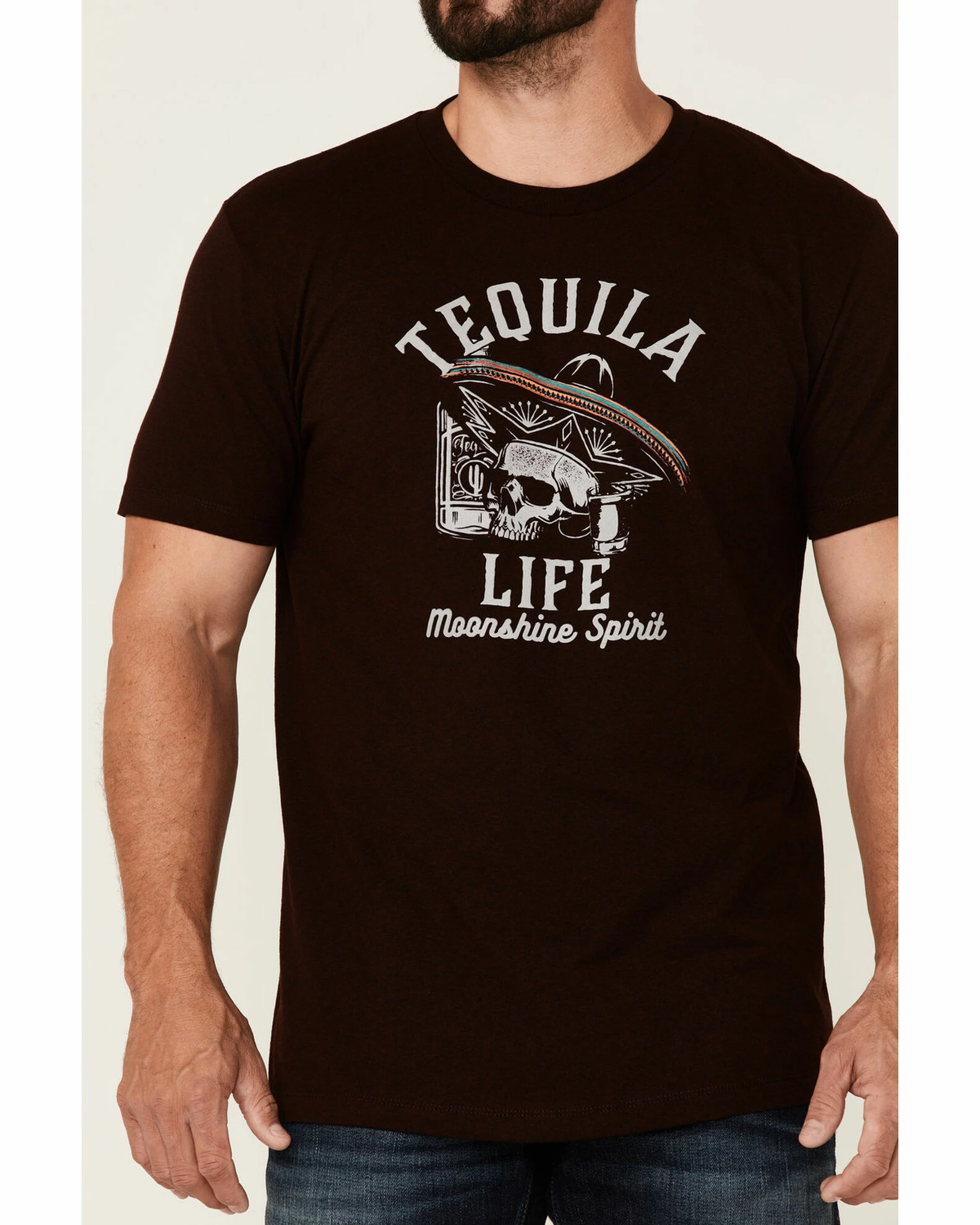 Moonshine Spirit Men's Burgundy Tequila Life Graphic Short Sleeve T-Shirt 3 Moonshine Spirit Men's Burgundy Tequila Life Graphic Short Sleeve T-Shirt - Image 3