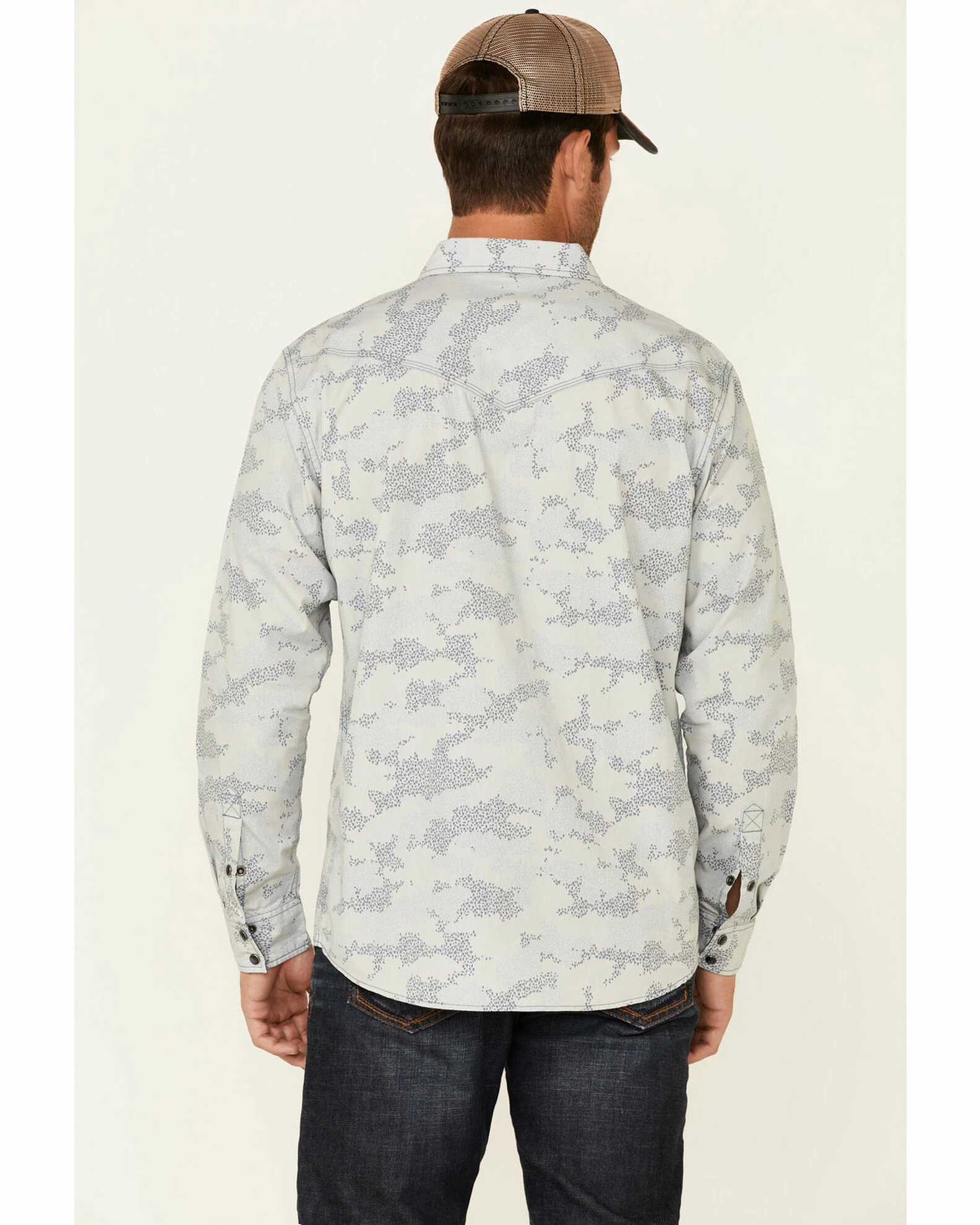 Moonshine Spirit Moonshine Men's Classy Malange Print Long Sleeve Snap Western Shirt Grey 5 Moonshine Spirit Moonshine Men's Classy Malange Print Long Sleeve Snap Western Shirt Grey - Image 5
