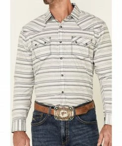 Moonshine Spirit Men's Line Dance Horizontal Stripe Long Sleeve Snap Western Shirt Grey 7 Moonshine Spirit Men's Line Dance Horizontal Stripe Long Sleeve Snap Western Shirt Grey -Moonshine Spirit Shop 2000349406 020 P3