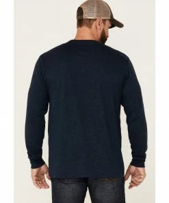 Moonshine Spirit Men's Heather Navy Framed Skull Graphic Long Sleeve T-Shirt  -Moonshine Spirit Shop 2000350618 410 P4