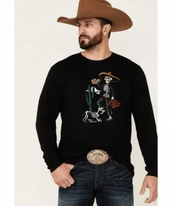 Moonshine Spirit Men's Dog Bones Graphic Long Sleeve T-Shirt - Black 