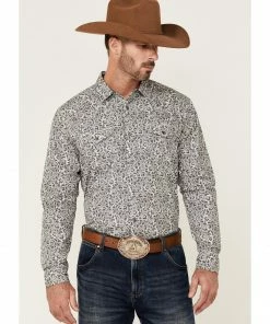 Moonshine Spirit Men's Small Patch Floral Print Long Sleeve Snap Western Shirt  Cream/black -Moonshine Spirit Shop 2000351693 922 P1 1