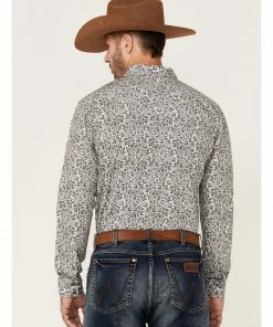Moonshine Spirit Men's Small Patch Floral Print Long Sleeve Snap Western Shirt  Cream/black -Moonshine Spirit Shop 2000351693 922 P4