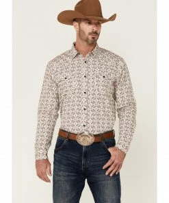 Moonshine Spirit Men's Sundial Southwestern Geo Print Long Sleeve Snap Western Shirt  Ivory -Moonshine Spirit Shop 2000351696 103 P1 1