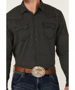 Moonshine Spirit Moonshine Spriit Men's Cross Hatch Geo Print Long Sleeve Snap Western Shirt  Black -Moonshine Spirit Shop 2000351698 001 P3