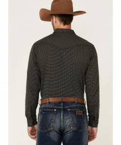 Moonshine Spirit Moonshine Spriit Men's Cross Hatch Geo Print Long Sleeve Snap Western Shirt  Black -Moonshine Spirit Shop 2000351698 001 P4