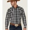 Moonshine Spirit Men's San Antomio Large Plaid Long Sleeve Snap Western Shirt  Navy