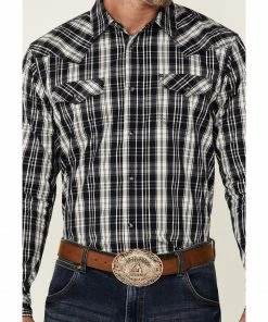 Moonshine Spirit Men's San Antomio Large Plaid Long Sleeve Snap Western Shirt  Navy -Moonshine Spirit Shop 2000351699 410 P3