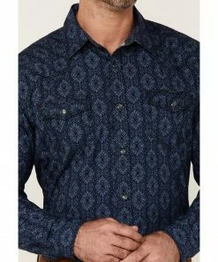 Moonshine Spirit Men's Reverb Large Medallion Print Long Sleeve Snap Western Shirt  Charcoal -Moonshine Spirit Shop 2000351701 022 P3