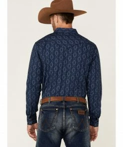 Moonshine Spirit Men's Reverb Large Medallion Print Long Sleeve Snap Western Shirt  Charcoal -Moonshine Spirit Shop 2000351701 022 P4