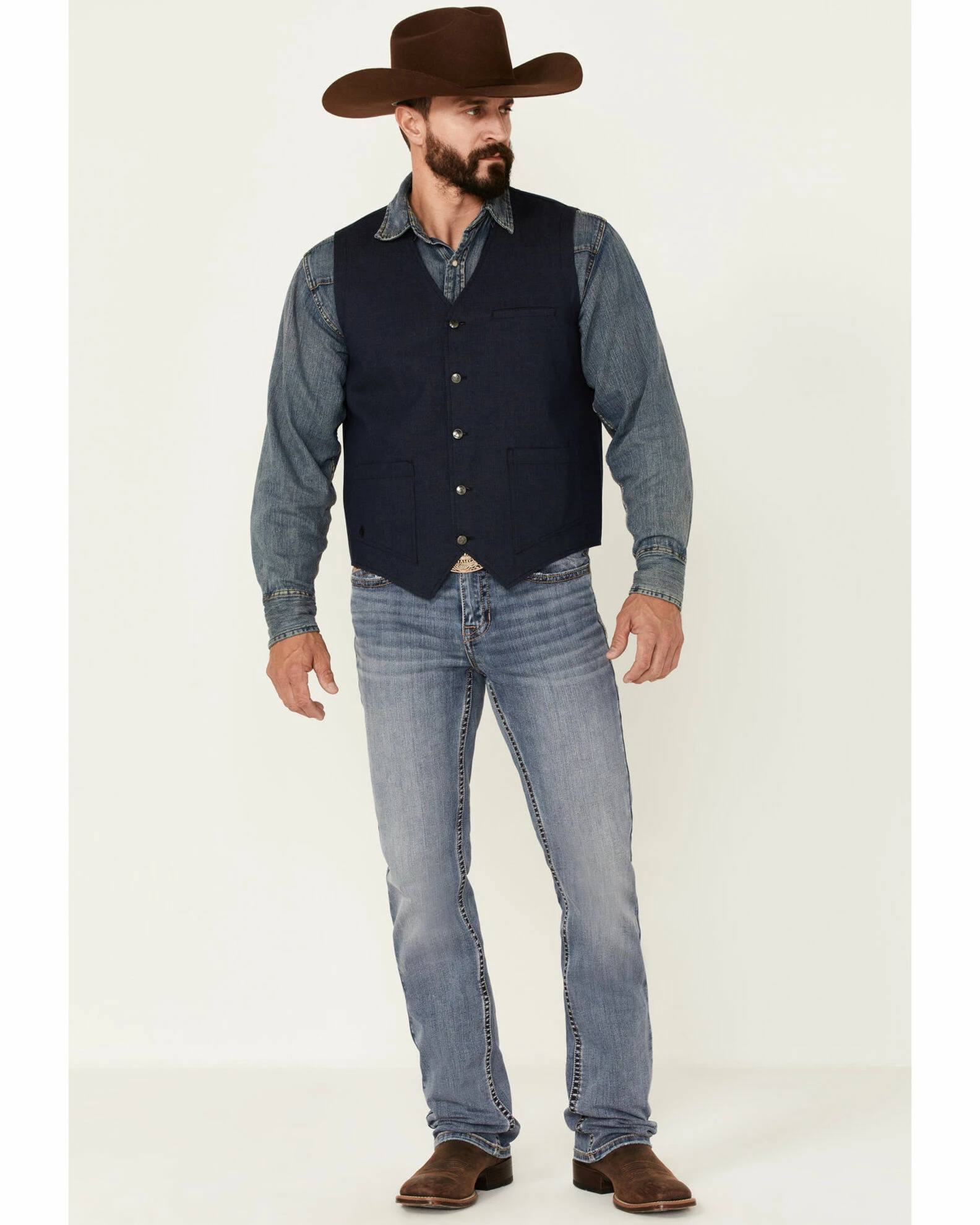 Moonshine Spirit Men's Saloon Textured Solid Button-Down Western Vest Black 2 Moonshine Spirit Men's Saloon Textured Solid Button-Down Western Vest Black - Image 2