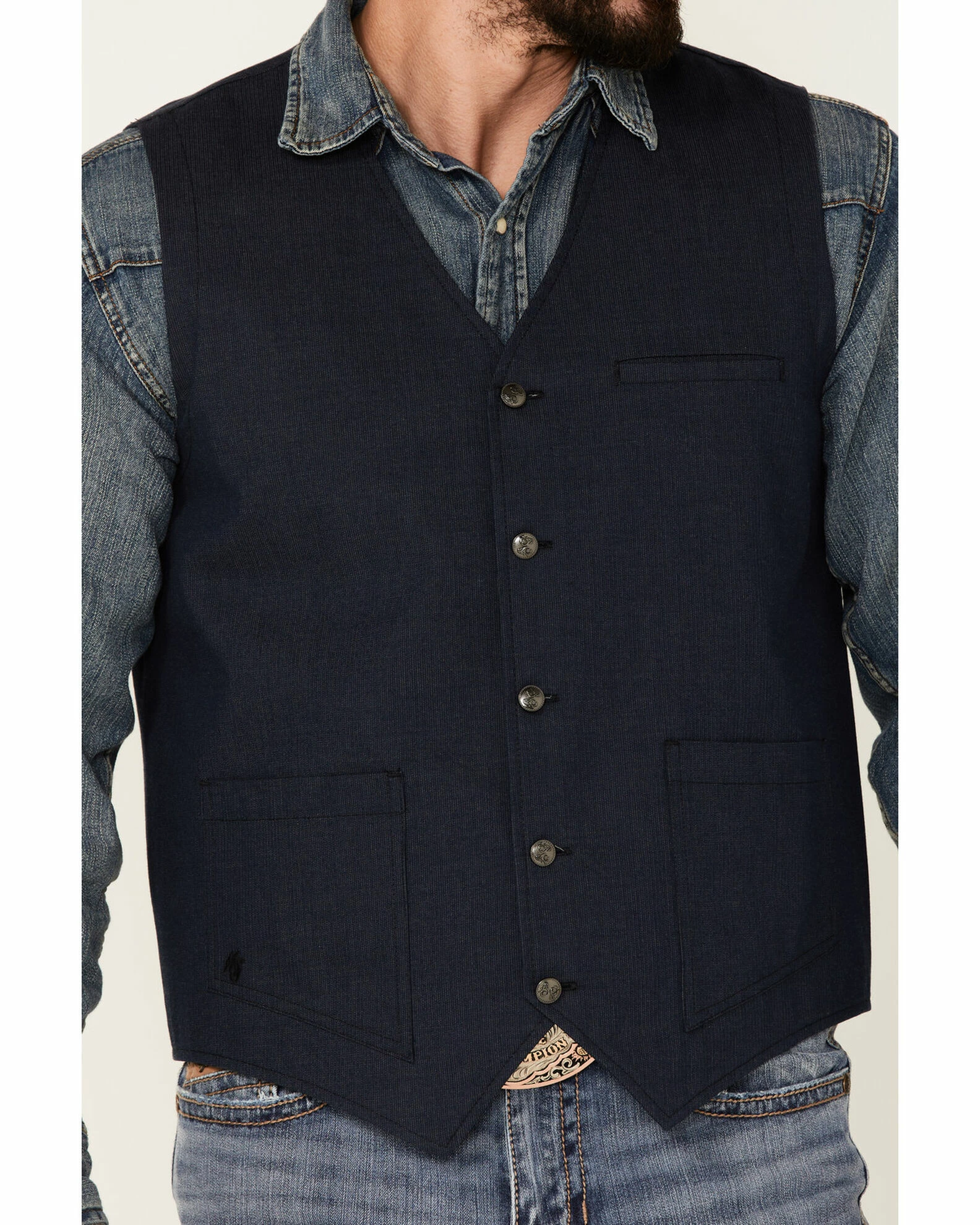 Moonshine Spirit Men's Saloon Textured Solid Button-Down Western Vest Black 3 Moonshine Spirit Men's Saloon Textured Solid Button-Down Western Vest Black - Image 3