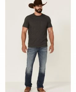 Moonshine Spirit Men's Diamond Hitch Medium Dark Wash Stretch Slim Straight Jeans Blue