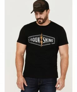 Moonshine Spirit Men's Spirit Bolt Logo Black Graphic T-Shirt
