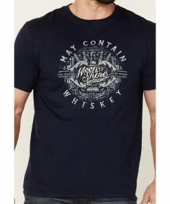 Moonshine Spirit Men's May Contain Whiskey Graphic Short Sleeve T-Shirt  Navy -Moonshine Spirit Shop 2000351776 410 P3