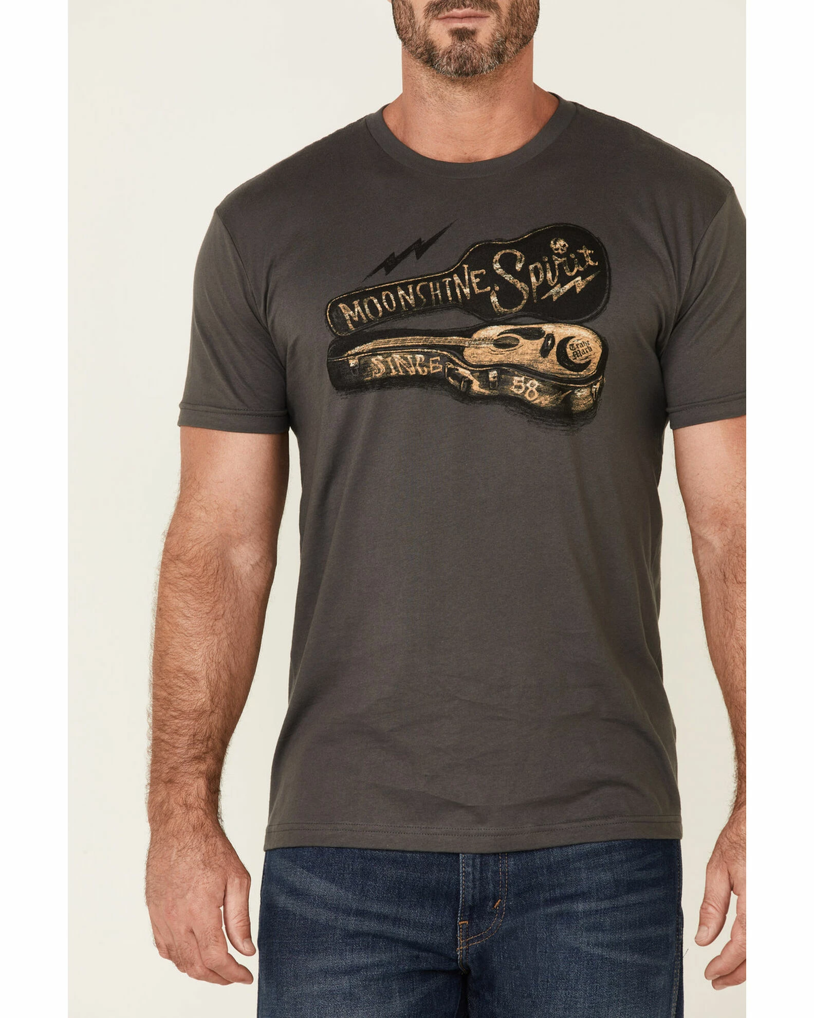 Moonshine Spirit Men's Charcoal Guitar Case Graphic Short Sleeve T-Shirt 3 Moonshine Spirit Men's Charcoal Guitar Case Graphic Short Sleeve T-Shirt - Image 3