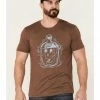Moonshine Spirit Men's Heather Brown Jug Head Graphic Short Sleeve T-Shirt 