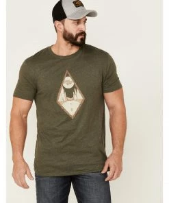 Moonshine Spirit Men's Empty Road Graphic Short Sleeve Heather Olive T-Shirt 