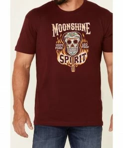 Moonshine Spirit Men's Maroon Guitar Fire Graphic Short Sleeve T-Shirt  -Moonshine Spirit Shop 2000352086 001 P3