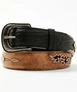 Moonshine Spirit Men's Embroidered Diamond Concho Leather Western Belt 