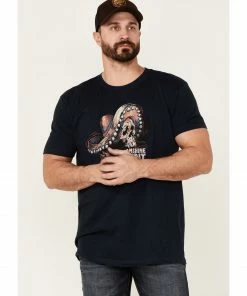 Moonshine Spirit Men's Navy Sugar Skull Graphic Short Sleeve T-Shirt 