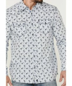 Moonshine Spirit Men's Bloom Floral Print Long Sleeve Snap Western Shirt  Light Blue -Moonshine Spirit Shop 2000359389 450 P3