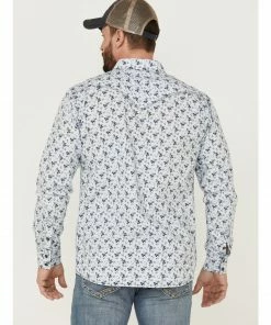Moonshine Spirit Men's Bloom Floral Print Long Sleeve Snap Western Shirt  Light Blue -Moonshine Spirit Shop 2000359389 450 P4