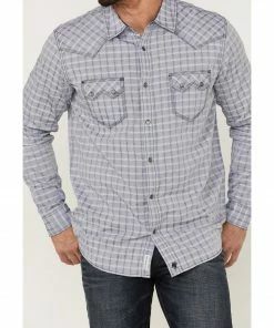 Moonshine Spirit Men's Jail Break Plaid Long Sleeve Snap Western Shirt  Navy -Moonshine Spirit Shop 2000359393 410 P3