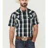 Moonshine Spirit Men's Fire Line Large Plaid Short Sleeve Snap Western Shirt 