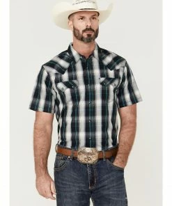 Moonshine Spirit Men's Fire Line Large Plaid Short Sleeve Snap Western Shirt 