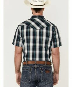 Moonshine Spirit Men's Fire Line Large Plaid Short Sleeve Snap Western Shirt  -Moonshine Spirit Shop 2000359554 410 P4